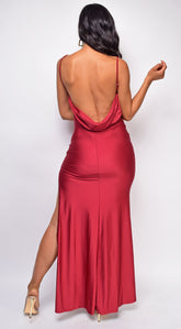 Bryn Red Drape Low back Gown